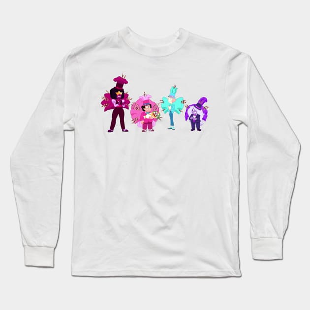 Crystal Gems Steven, Pearl, Garnet, Amethyst Long Sleeve T-Shirt by maxtrology